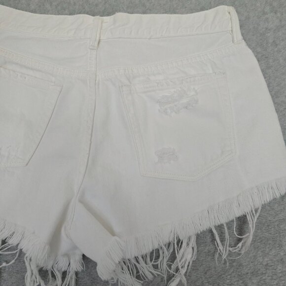 Free People We the Free Sz 30 White Denim Frayed Hem Distressed Festival Shorts - Picture 5 of 9